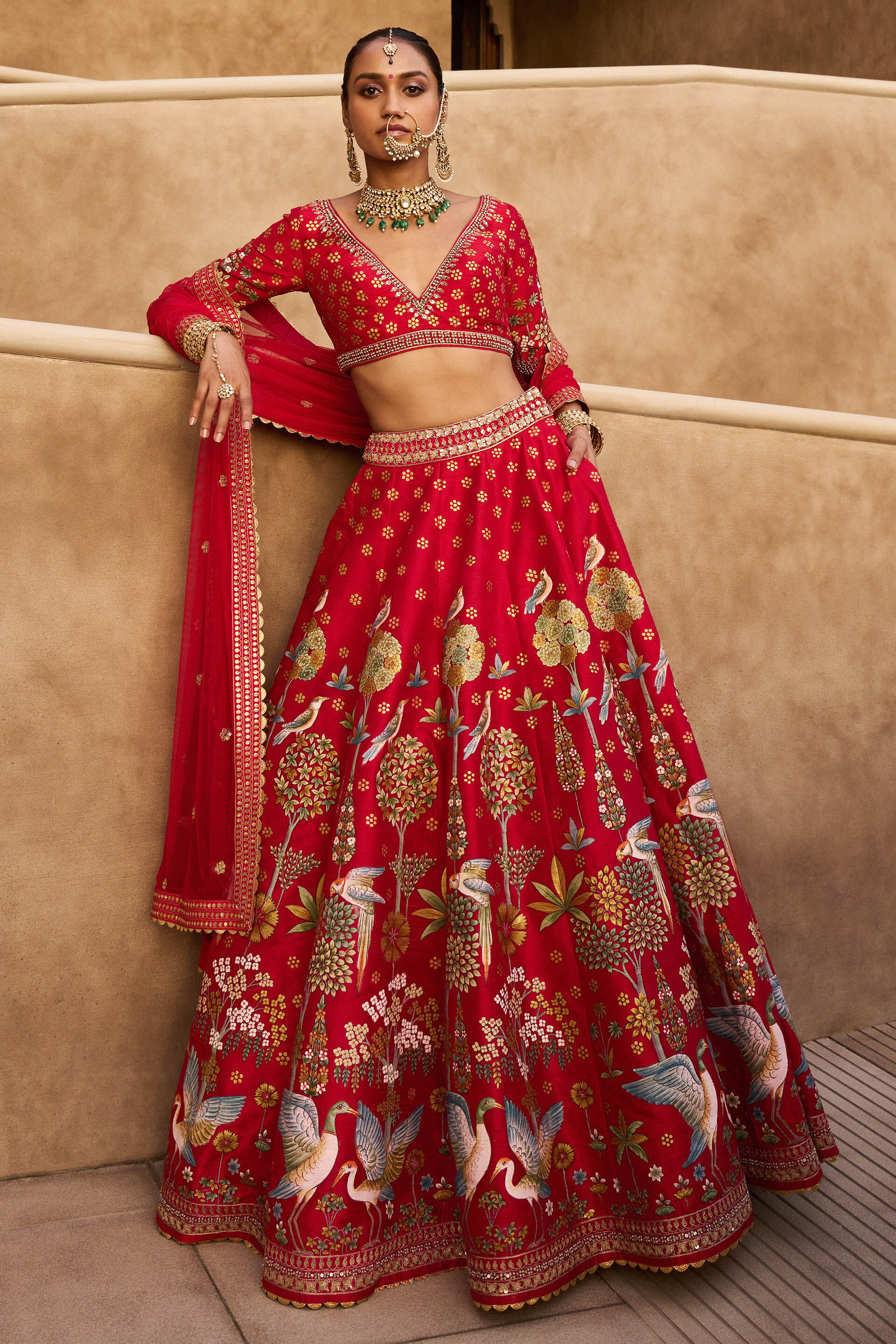 Visvam Lehenga - Red